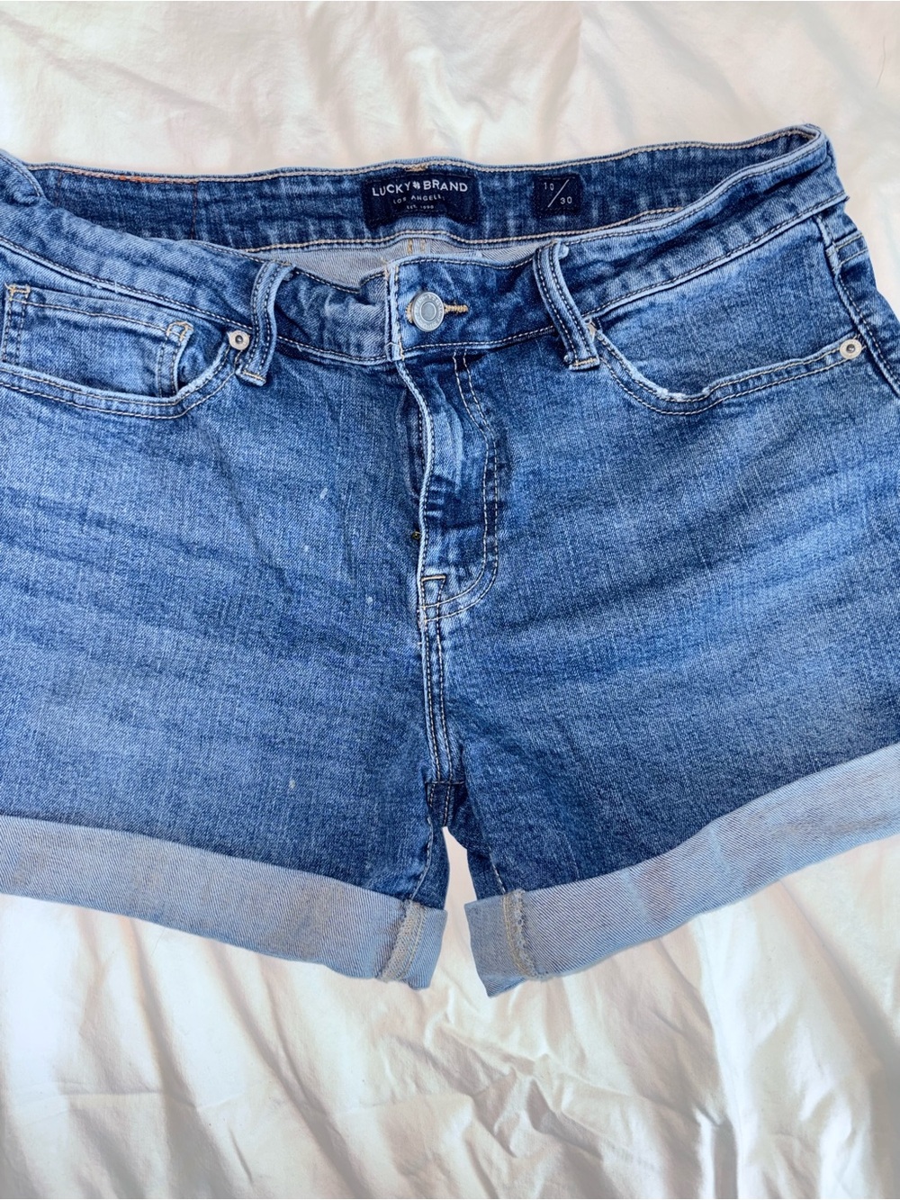 Lucky Brand Medium Blue Denim Cuffed Jean Shorts